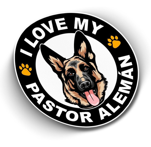 Sticker I Love My Pastor Alemán Vinil Adhesivo Perro Auto