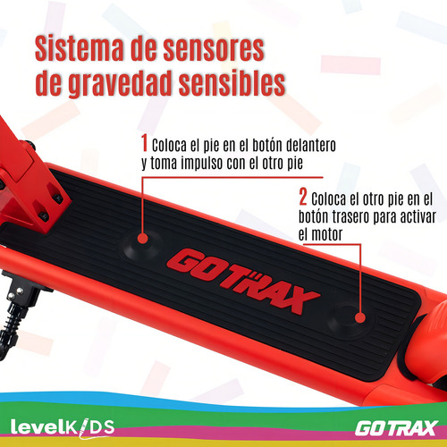 Scooter elétrico vermelho Gotrax Gks 12km/h 150w para crianças