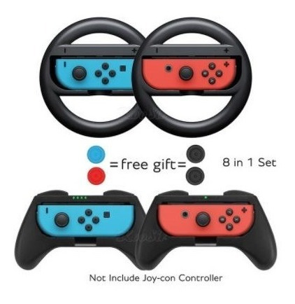 Accesorios 2 Volantes +2 Soportes Control Nintendo Switch 