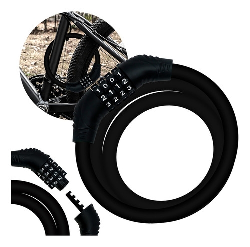 Candado Cable Cadena Bici Moto Reforzado Combinación Código Color Negro Amazing
