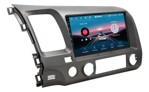 Multimidia 9p Adak Honda Civic Android 15 4gb 64gb Carplay Android Auto Qled Wifi 2 Câmeras G8 – 2007 – 2008 – 2009 -2010 – 2011 – Grafite
