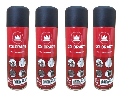 04 Tinta Preto Fosco Alta Temperatura 600 Graus Motor Pinça