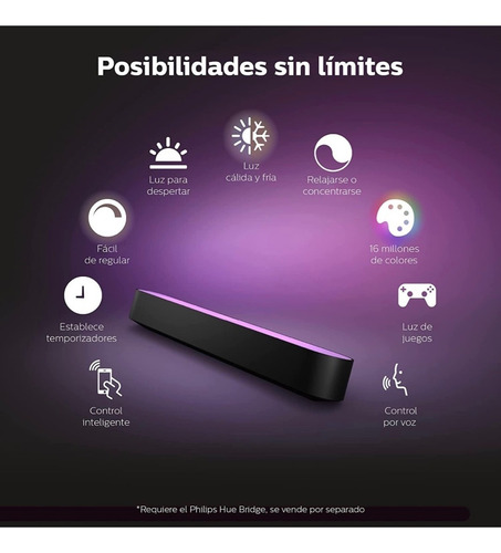Imagen 3 de 7 de Philips Hue Play Bar Doble White&color Ambience Para Tv