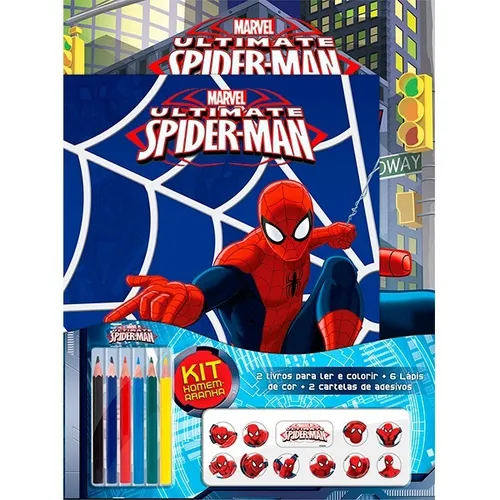 Kit Colorir com Lápis de Cor Homem Aranha