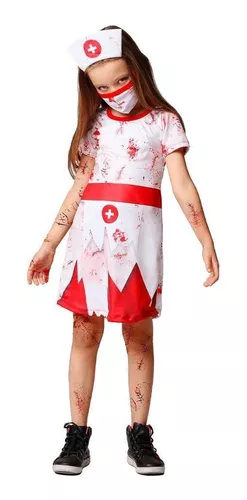 Fantasia de Halloween Infantil Feminina Enfermeira Assassina Com