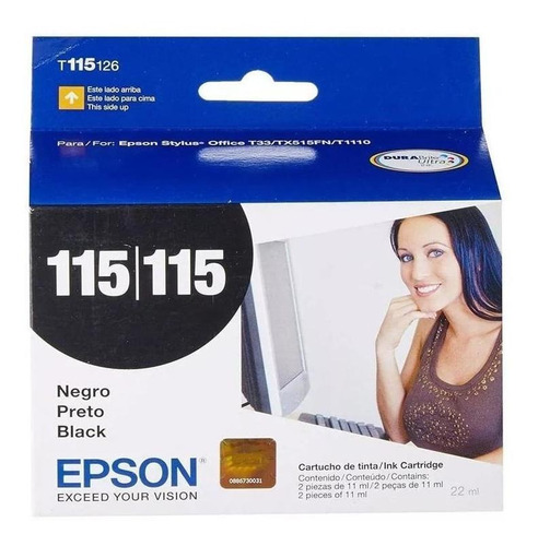 Cartucho Epson Stylus 115 Negro T115126-al Pack Doble