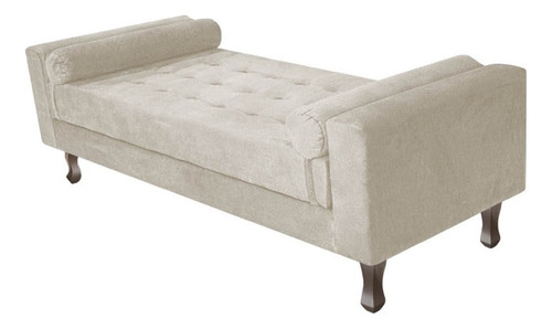 Divã Recamier Sofá Félix 140cm Suede Rosê - Am Decor Cor Bege