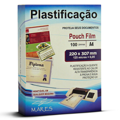 Plástico Para Plastificação Mares A4 220x307 05 100 folhas