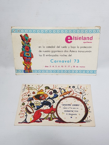 Carnaval Tarjetas Liniers 1949 Y 1973 Mag 57880