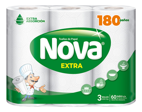 Rollo De Cocina Extra Nova 60 Hojas 3 Un