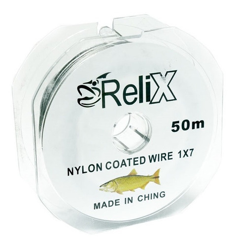 Cable De Acero Relix X 50 Mts 180 Lbs Forrado Gris Pesca