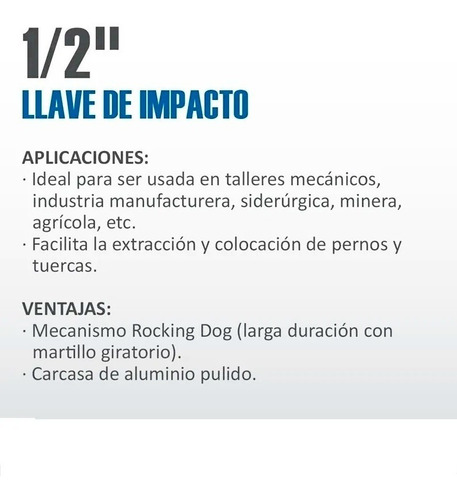 Imagen 2 de 5 de Llave De Impacto Neumatica 1/2 PuLG Semi Pro Aksi + Garantia