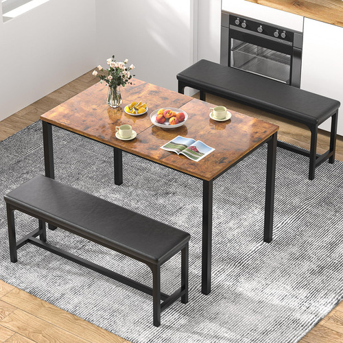 Vecelo Mesa De Cocina Extensible De 3 Piezas De 63 Pulgadas Color De La Tapa Color De Las Patas