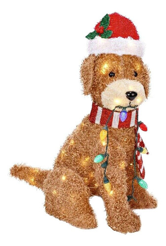 Decoración De Perro De Invierno Con Sombrero De Navidad Con