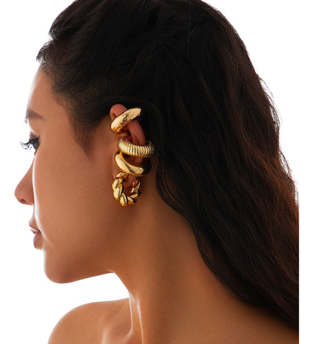 4 Piezas De Aretes Punk Sin Piercing Con Clip Para Mujer