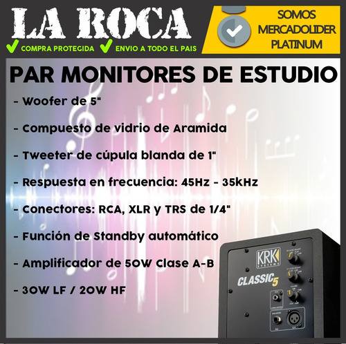 Imagen 4 de 10 de Par Monitores Bafle Estudio Rokit Krk G3 Activo Plana