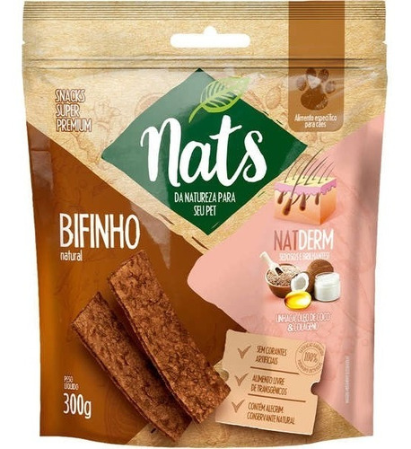 Bifinho Natural Snacks Super Premium Nats 300g Petisco Cães Sabor Natderm