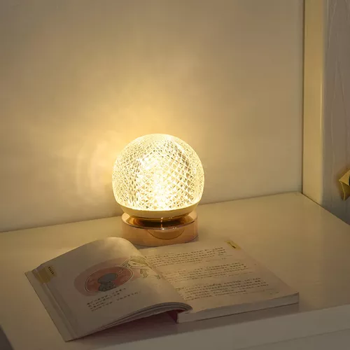 Lámpara a pilas, pequeña lámpara de mesa con bombilla LED, lámpara de  cristal decorativa inalámbrica para dormitorio, sala de estar, pasillo,  color