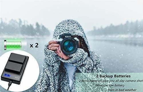 Coolshow El14 El14a Batterie 2 Pack And Dual Lcd Charger