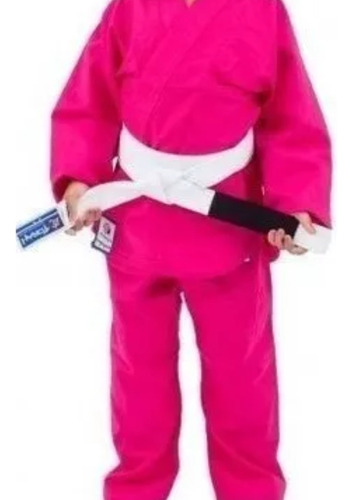 Kimono Infantil Judô/jiujitsu Rosa Completo Com Faixa M3