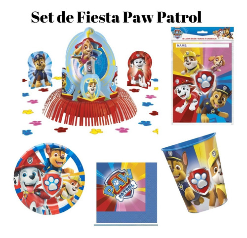 Combo Set De Fiesta Kit Decoracion Adornos Niños Paw Patrol 