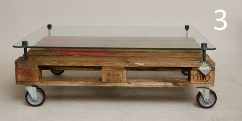 Mesa Ratona Pallet C/ruedas Y Vidrio + Envios