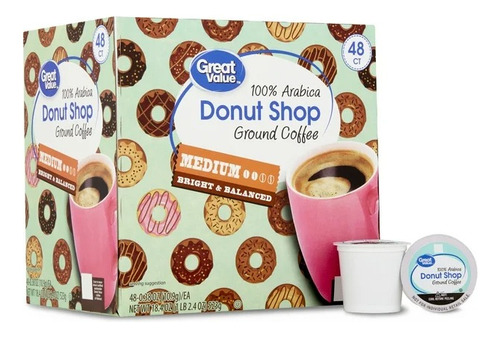 Cápsulas De Café Great Value Donut Shop, 48 Uds.