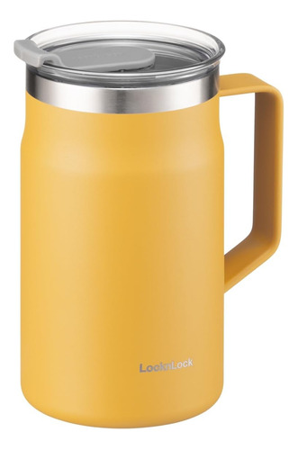 Taza Doble Pared Lock & Lock Amarillo, Con Tapa, 225 Ml