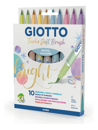 Marcador Giotto Soft Brush Colores Pastel X10