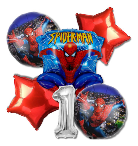 Kit Globos Decoración Spiderman Hombre Araña Cumpleaños