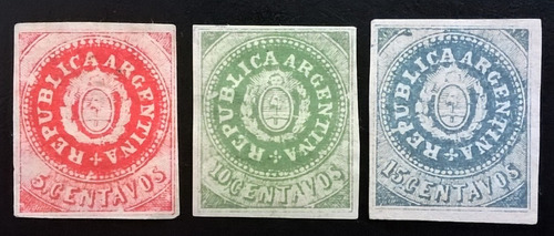 Argentina, Serie Gj 7-9 Escuditos Reimpresión Nuevos L13065