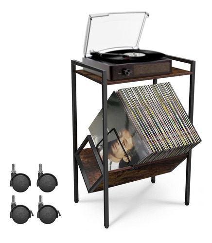 Telawsfun Soporte Para Tocadisco Almacenamiento Vinilo Mesa