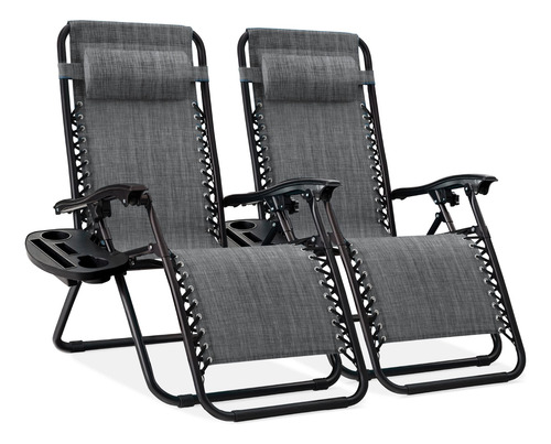 Reposeras Silla De Gravedad 0 Plegable Reclinable Gris 2u