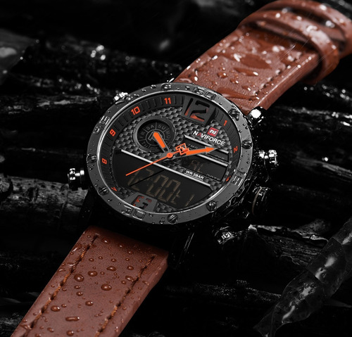 Relógio Masculino Naviforce Esportivo Militar Pulseira Couro