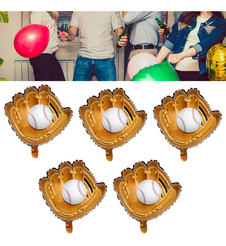 2 Globos De Aluminio De 5 Piezas, Guante De Béisbol Blanco