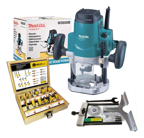 Tupia De Coluna Makita Mt M3600b 1650w 12mm + Kit 12 Fresas