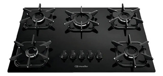 Cooktop a Gás Mueller de 5 Bocas Preto com Mesa de Vidro Temperado
