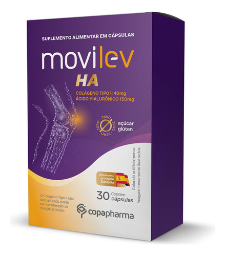 Movilev Ha Colágeno Tipo Ii + Ácido Hialurônico 30 Cápsulas