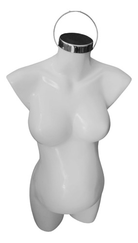 Maniquí Dama Mujer 3/4 Embarazada Fibra De Vidrio Blanco