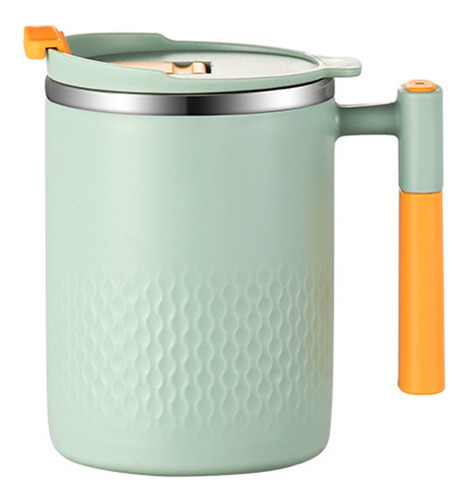 Taza Q De Acero Inoxidable Con Tapa Y Asa, 450 Ml, Reutiliza