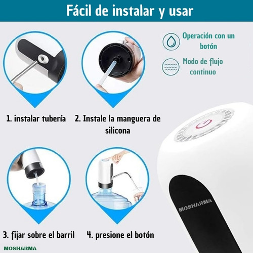 Dispenser De Agua Automatica Mosharma Portatil Para Bidon De Agua Usb Recargable
