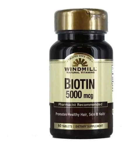 Biotina 5000mcg Windmill Biotin 60 Tabletas Biotina Sabor Sin Sabor