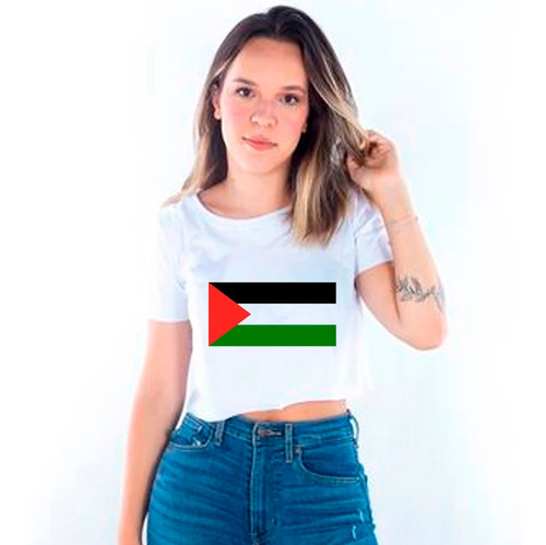 Cropped Feminino Pais Palestina Bandeira