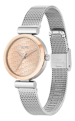 Hugo Reloj De Cuarzo Dulce Para Mujer, Acero Inoxidable