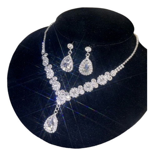 Conjunto Collar + Aretes Joyeria Elegante Boda Fiesta