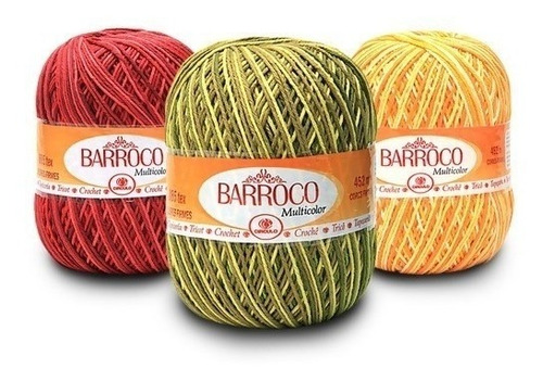 Kit 3 Barbantes Crochê Tricô Barroco Multicolor 100%aLG 200g