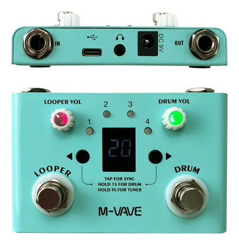 Pedal De Guitarra M-vave Efeito Looper E Drum Lost Tempo