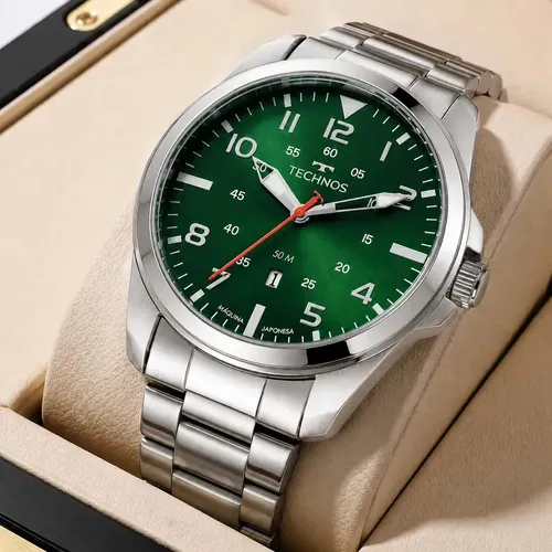 Relógio de Pulso Technos Masculino 2115MYS/1V Casual em Aço Inoxidável Prova D´Agua 50 Metros com Calendário