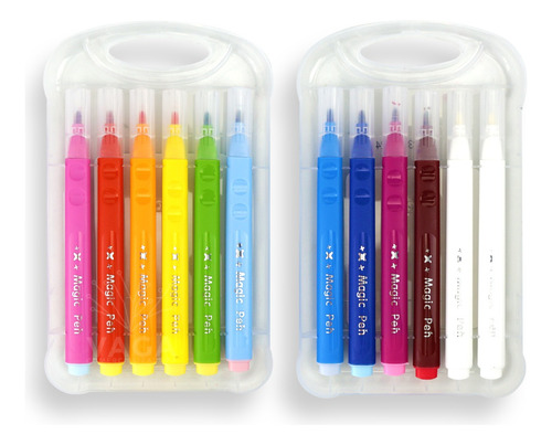 12 Plumones Triangulares Magic Pen Estuche 