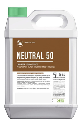 Limpiador Neutral 50 Autobrillo Pisos Cemento Alisado 5 Lts